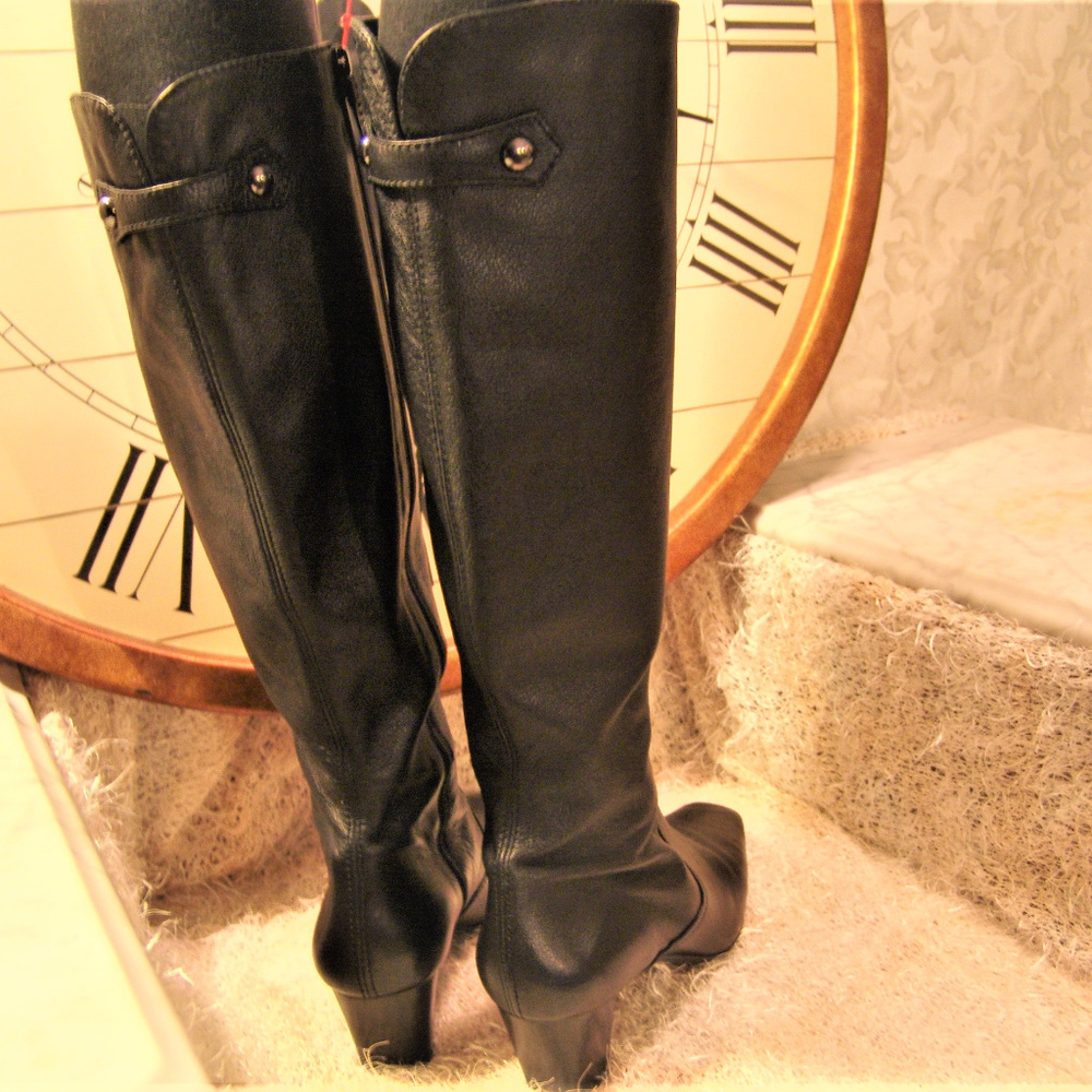 COLE HAAN Leather BOOTS womens knee high  heel 9B
